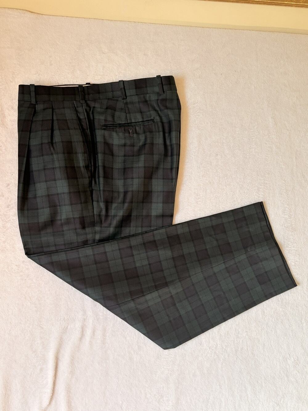 Mens VTG 36 X 30 T. Harris Black Watch Plaid Wool Trousers